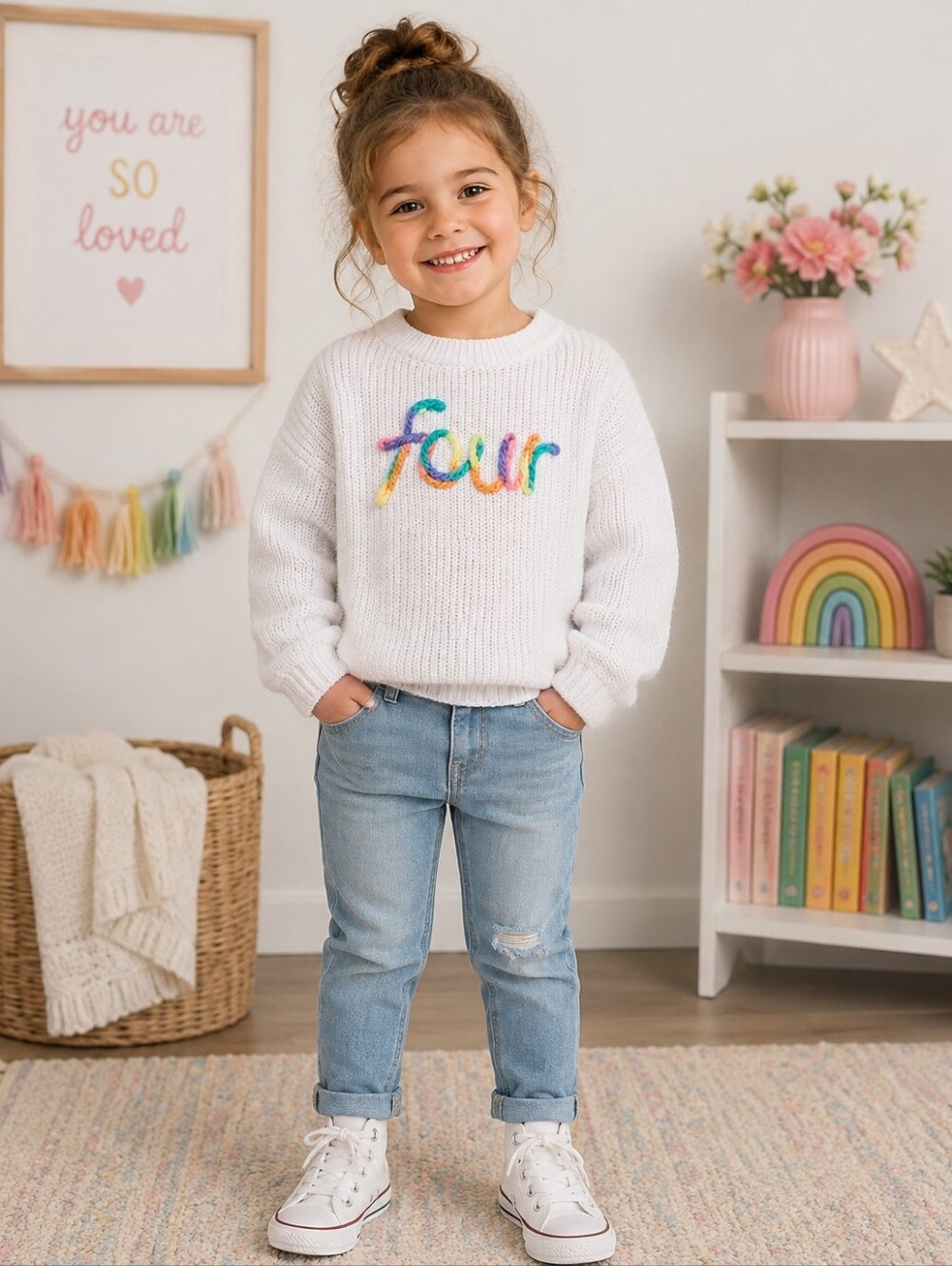BOUTIQUE KIDS UNISEX "FOUR" SWEATER SZ 4T